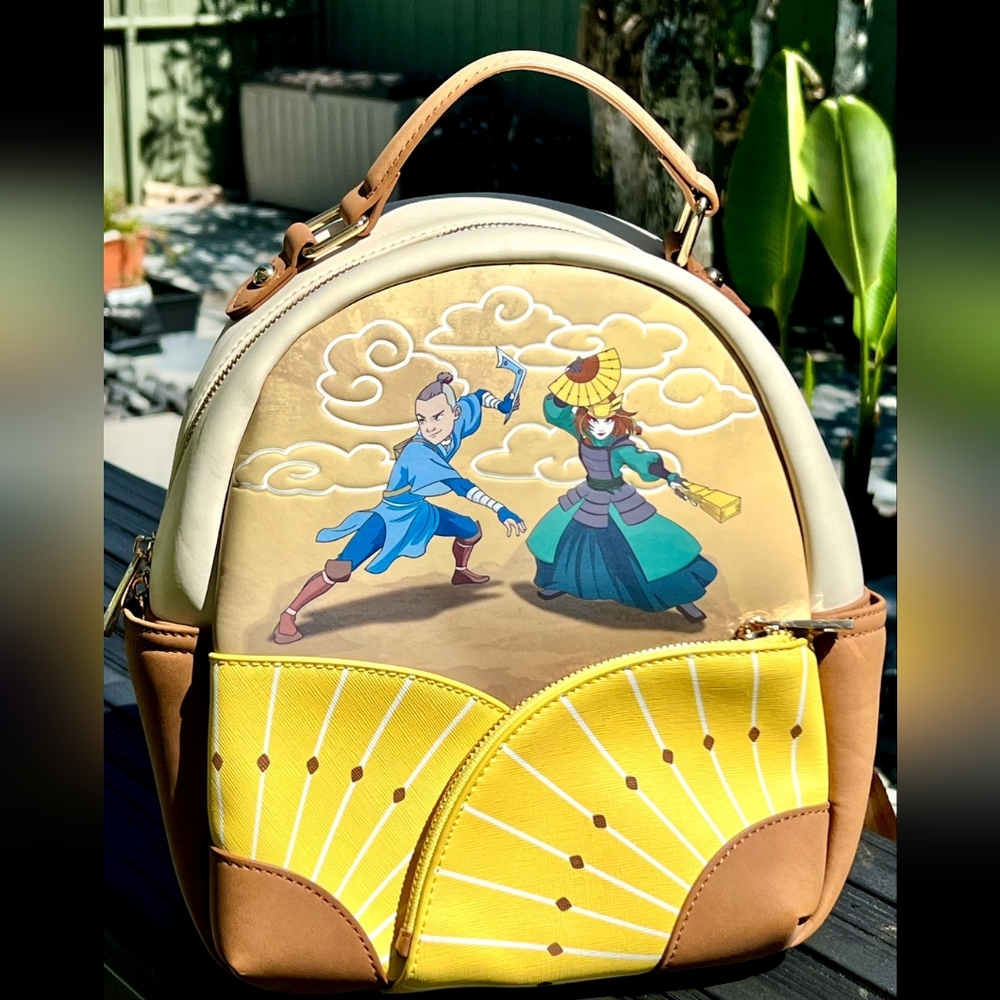 Stylish Character Print Backpack in Yellow and Brown
